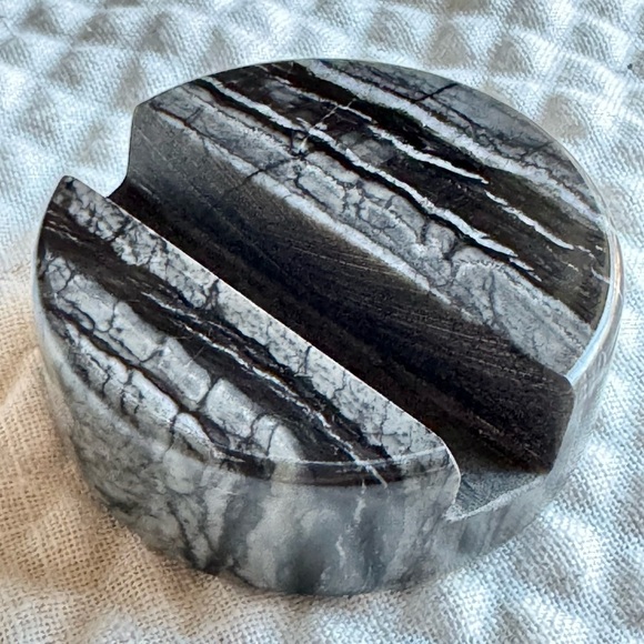 New Natural Gray Black Jasper Quartz Stone Cell Phone Free-Standing Holder Stand - Picture 1 of 10